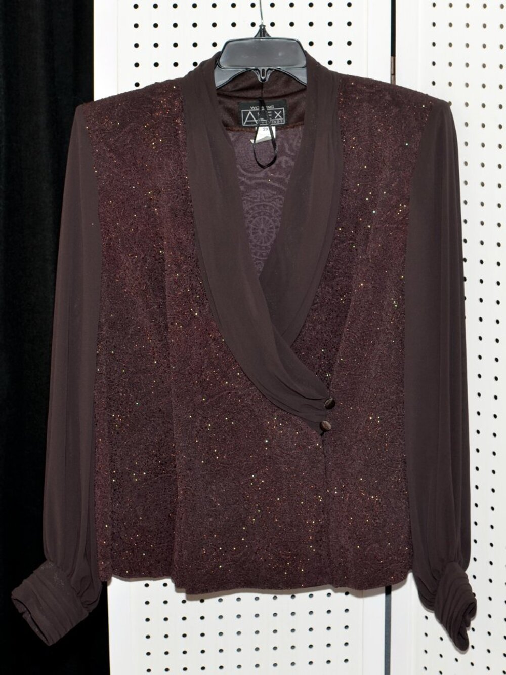 Vintage Plus Size 2X Alex Evenings Sequin Shimmer Evening Jacket Plum Brown